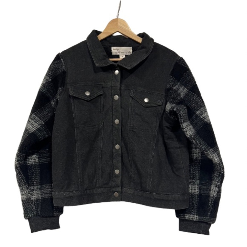 New - Vintage Havana Black and Gray Plaid Jean Jacket